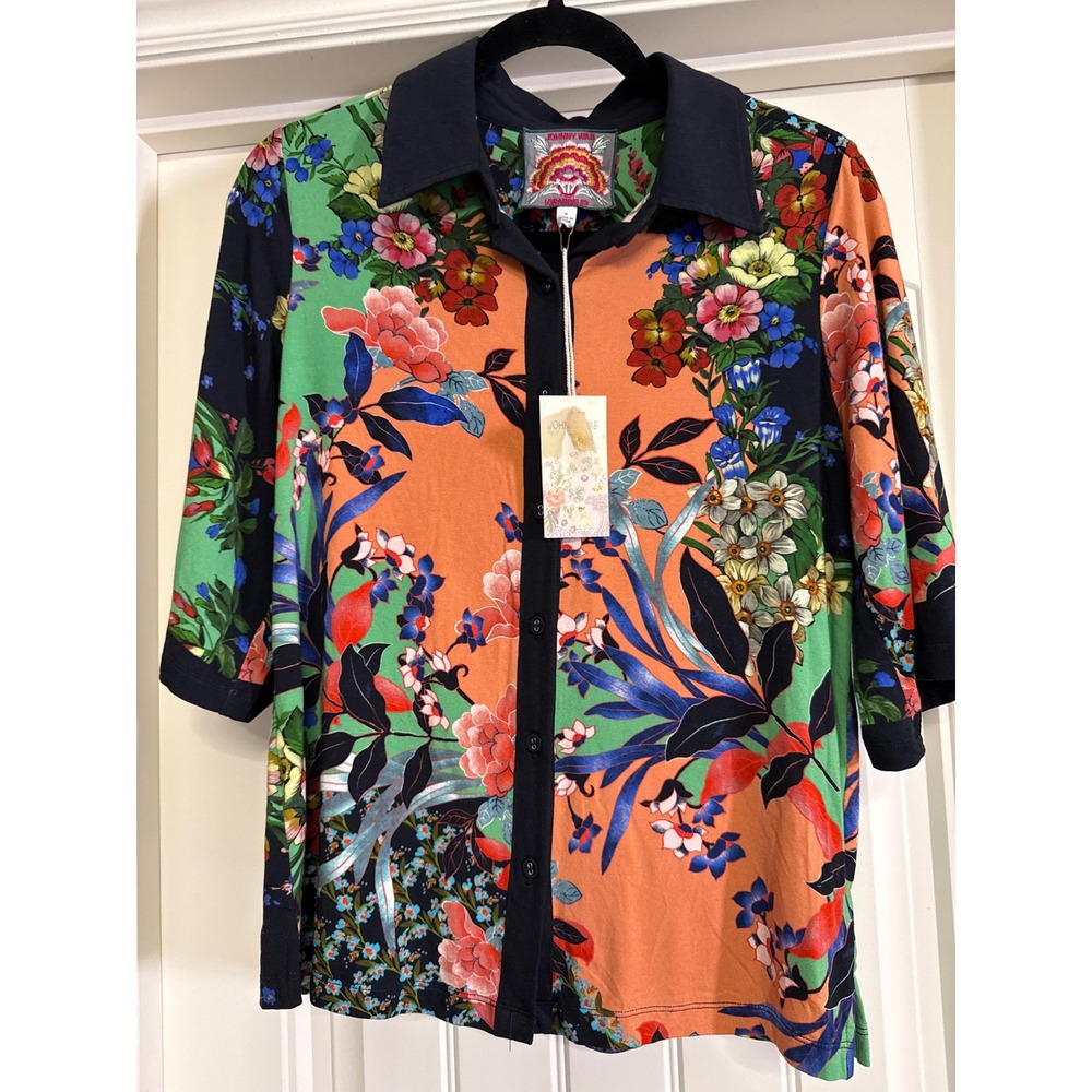 NWTS Johnny Was Janie Favorite Kimono Sleeve Button Front Floral Top S Boho Fall